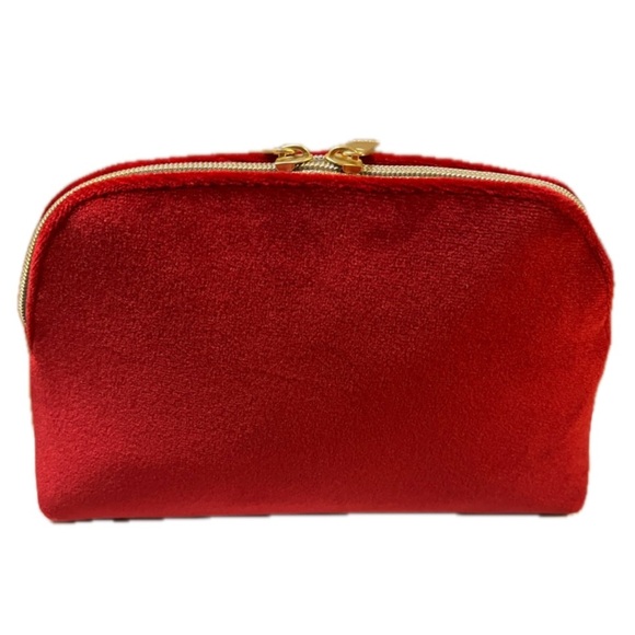 Christian Dior Red Velvet Double Zipper Travel Cosmetic Toiletry Evening Bag - Picture 4 of 9